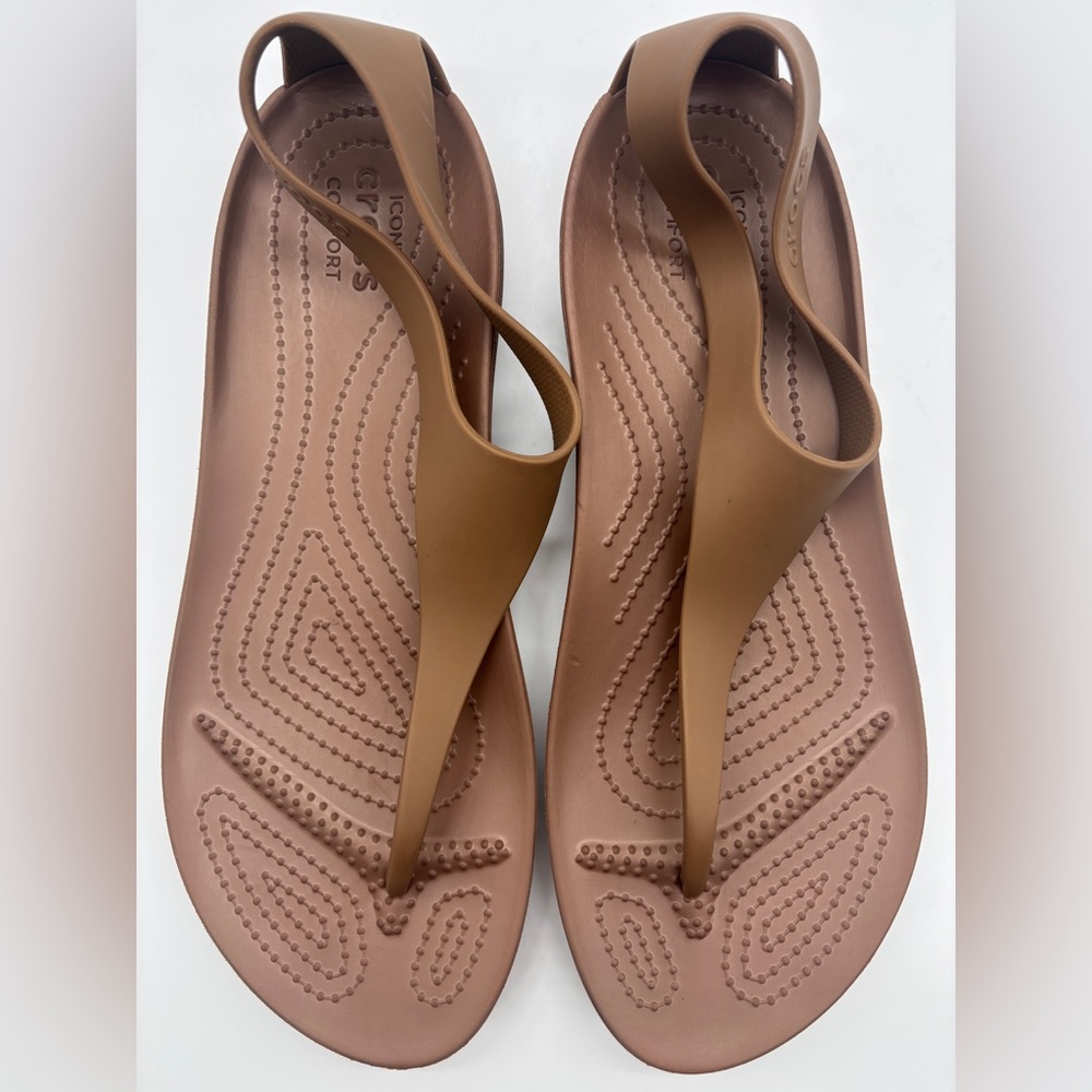 Crocs Serena Sexi Flip Flops Comfort T-Strap
Thong SlipOn Sandals Bronze Tan W10